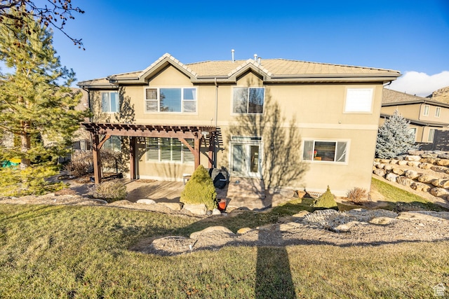 1903 W Wild Wood Ct N, Lehi, UT 84043 - back of house with a pergola and a lawn