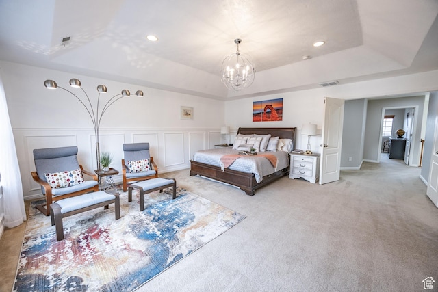 1903 W Wild Wood Ct N, Lehi, UT 84043 - carpeted bedroom featuring a raised ceiling and a chandelier