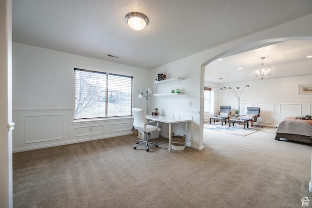 1903 W Wild Wood Ct N, Lehi, UT 84043 - home office featuring light colored carpet and a chandelier