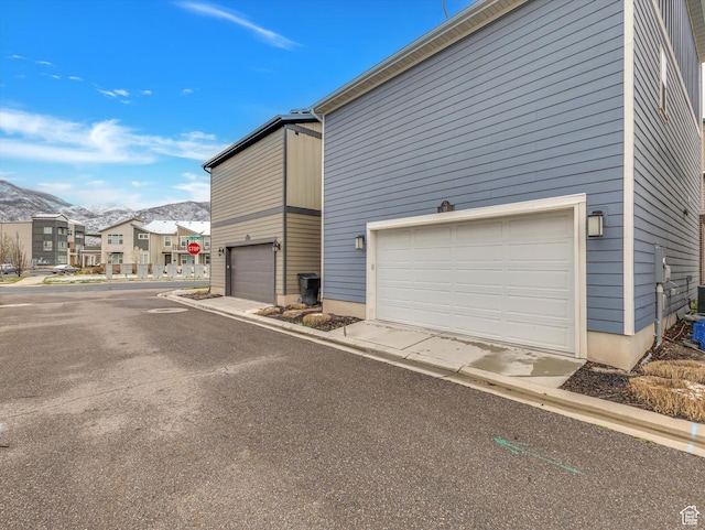 garage with a mountain view