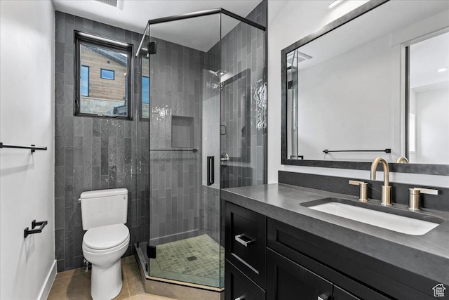 11432 N Fox Hollow Ct Unit 121, Hideout, UT 84036 - bathroom with toilet, vanity, tile patterned floors, and a shower stall