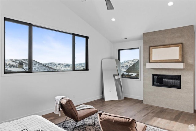 11432 N Fox Hollow Ct Unit 121, Hideout, UT 84036 - bedroom featuring multiple windows, baseboards, lofted ceiling, and wood finished floors