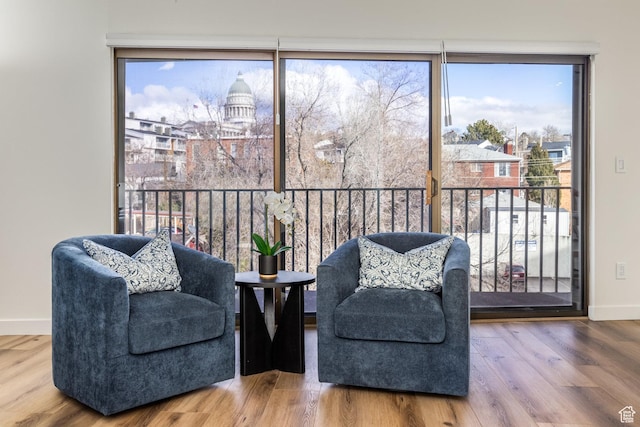 245 N Vine St W Unit 501, Salt Lake City, UT 84103 - living area with hardwood / wood-style flooring and a wealth of natural light