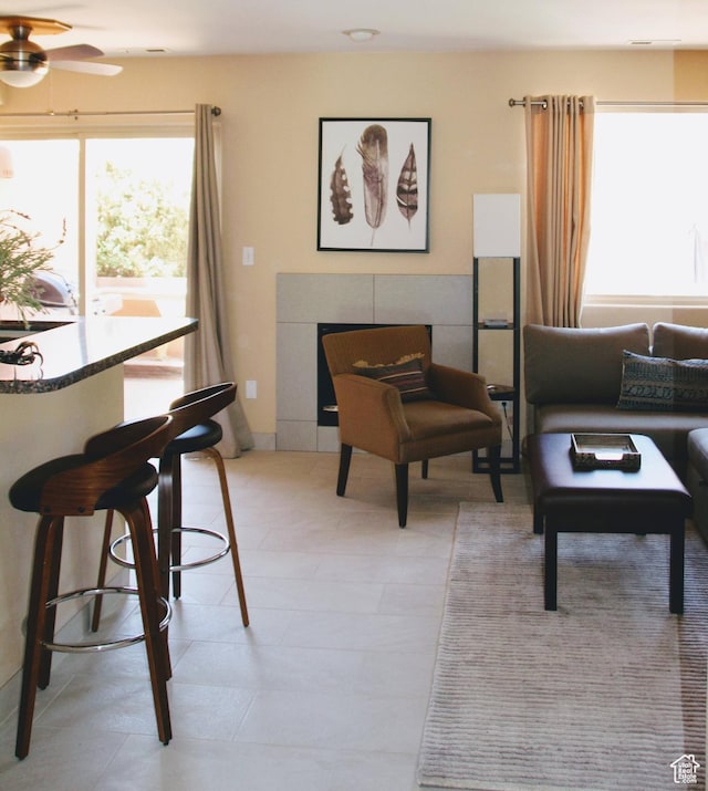 3280 E Fairway Loop Unit 10-B, Moab, UT 84532 - living room with plenty of natural light and ceiling fan