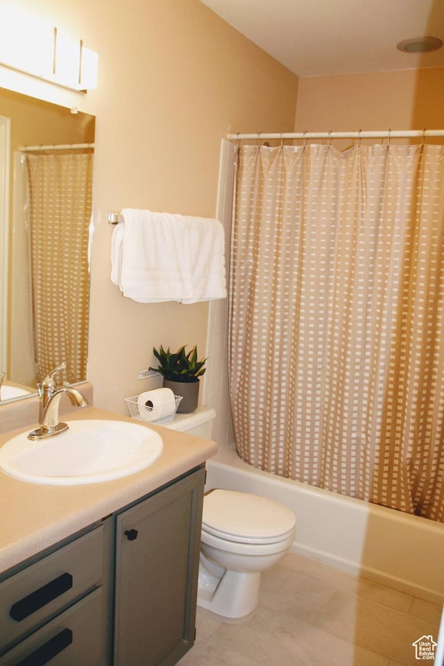 3280 E Fairway Loop Unit 10-B, Moab, UT 84532 - full bathroom with vanity, tile patterned floors, shower / bath combination with curtain, and toilet
