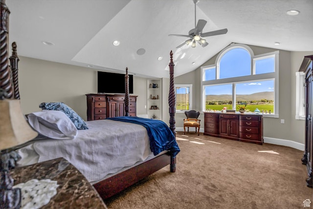 2410 E Center Creek Rd, Heber City, UT 84032 - bedroom featuring lofted ceiling, light carpet, and ceiling fan