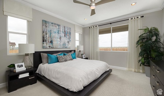 2146 W 3930 S Unit 20, Hurricane, UT 84737 - bedroom featuring ornamental molding, light colored carpet, and ceiling fan