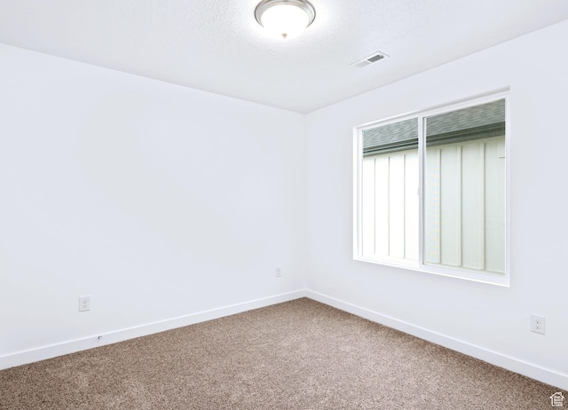 spare room with carpet flooring and a textured ceiling