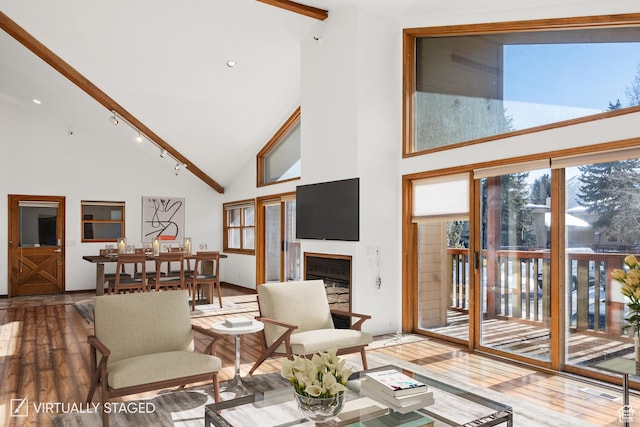 515 Saddle View Way Unit 23, Park City, UT 84060 - living room with wood-type flooring and high vaulted ceiling