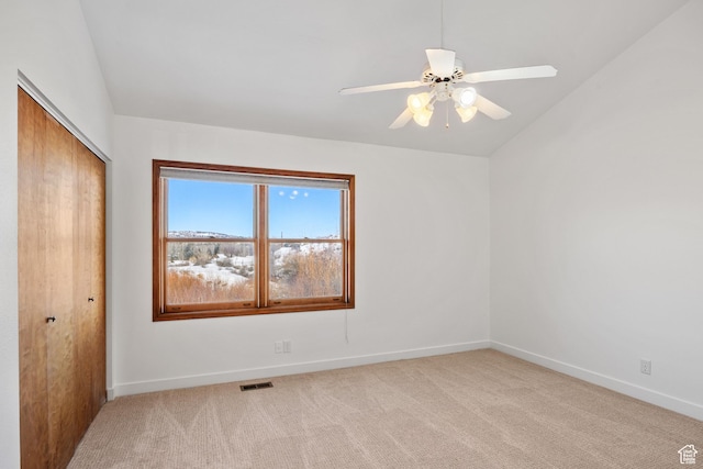 515 Saddle View Way Unit 23, Park City, UT 84060 - unfurnished bedroom featuring lofted ceiling, light colored carpet, a closet, and ceiling fan