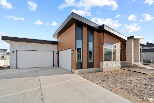 contemporary home with a garage