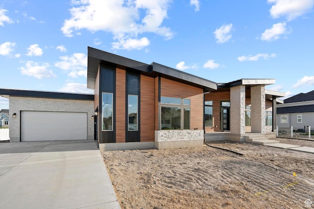 contemporary home with a garage
