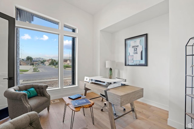 home office featuring light wood-type flooring