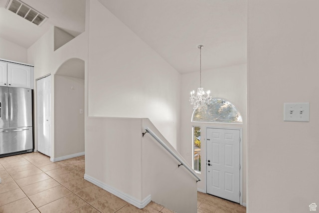 3561 W 290 N, Hurricane, UT 84737 - tiled entrance foyer with a chandelier and high vaulted ceiling