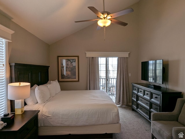 798 N 800 W Unit 8, Midway, UT 84049 - carpeted bedroom featuring access to exterior, vaulted ceiling, and ceiling fan