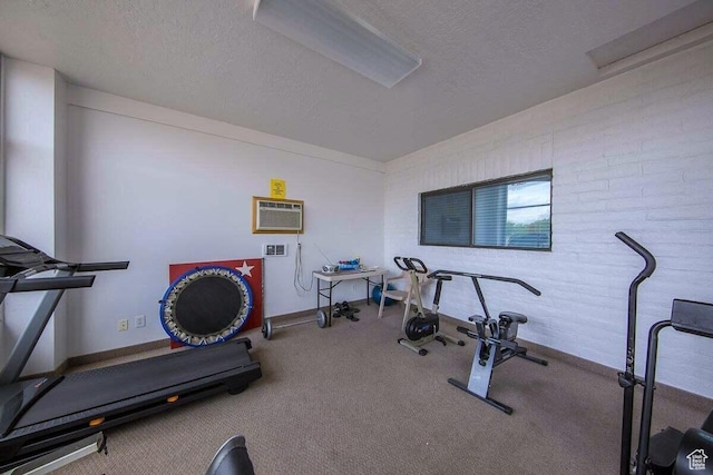 1150 W Red Hills Pkwy Unit 72, Washington, UT 84780 - workout area with carpet floors, baseboards, a textured ceiling, and a wall unit AC