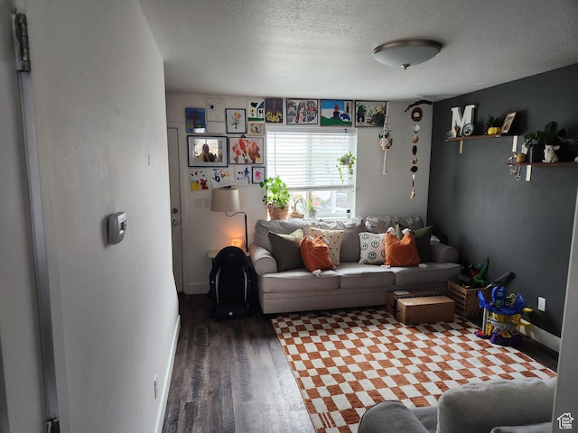605 N Kay Ln, Tooele, UT 84074 - living room featuring dark wood-type flooring and a textured ceiling