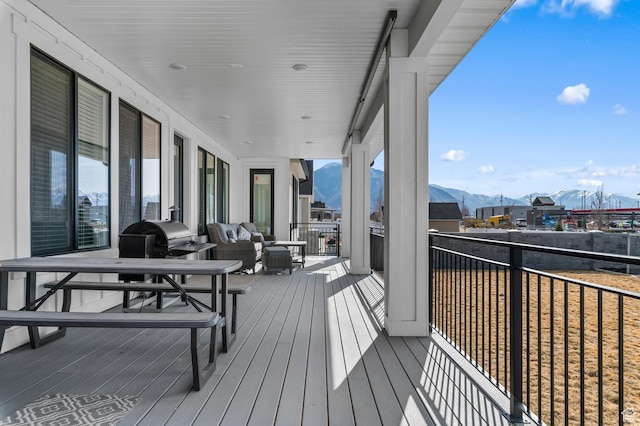 1426 S 1450 W, Mapleton, UT 84664 - wooden deck with area for grilling and a mountain view
