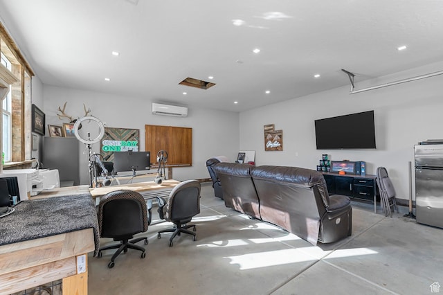 1426 S 1450 W, Mapleton, UT 84664 - office area featuring attic access, recessed lighting, an AC wall unit, and concrete floors