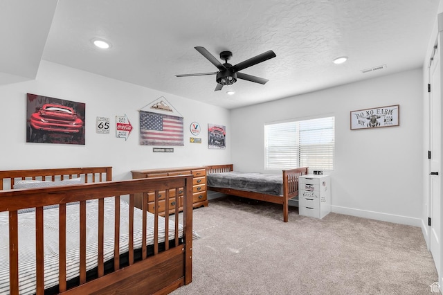 1426 S 1450 W, Mapleton, UT 84664 - carpeted bedroom with visible vents, baseboards, a textured ceiling, and recessed lighting