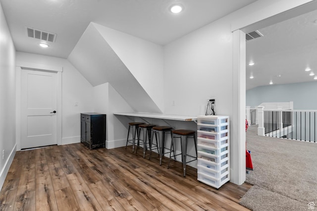 1426 S 1450 W, Mapleton, UT 84664 - bar featuring lofted ceiling, visible vents, wood finished floors, and recessed lighting
