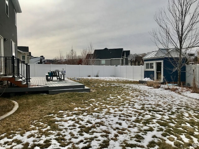545 E Petersen Pkwy, South Weber, UT 84405 - yard covered in snow featuring fence and a wooden deck