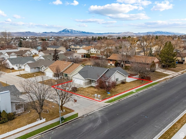 aerial view featuring a mountain view