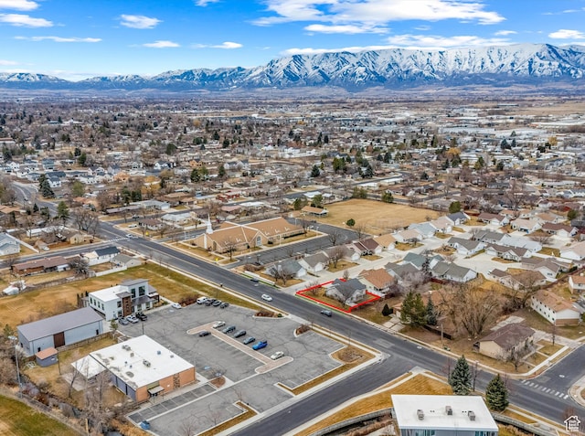 drone / aerial view with a mountain view
