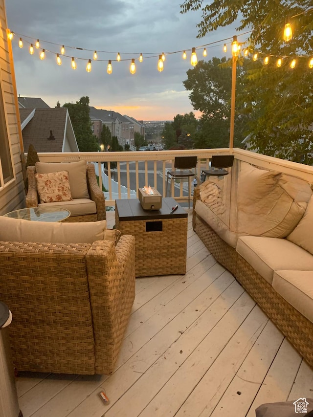 14139 S Radial Ln, Draper, UT 84020 - deck at dusk with an outdoor hangout area