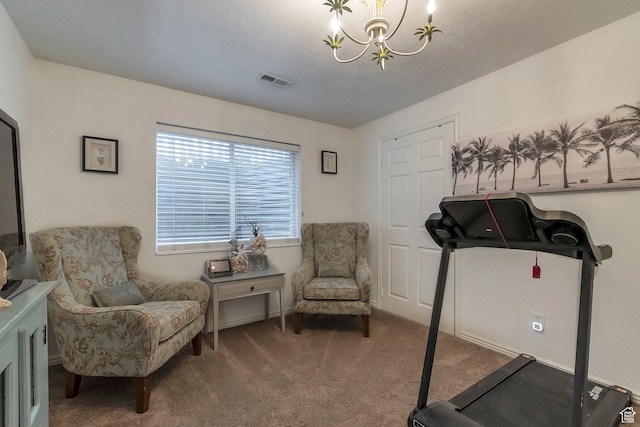 14139 S Radial Ln, Draper, UT 84020 - workout room featuring a chandelier and carpet flooring