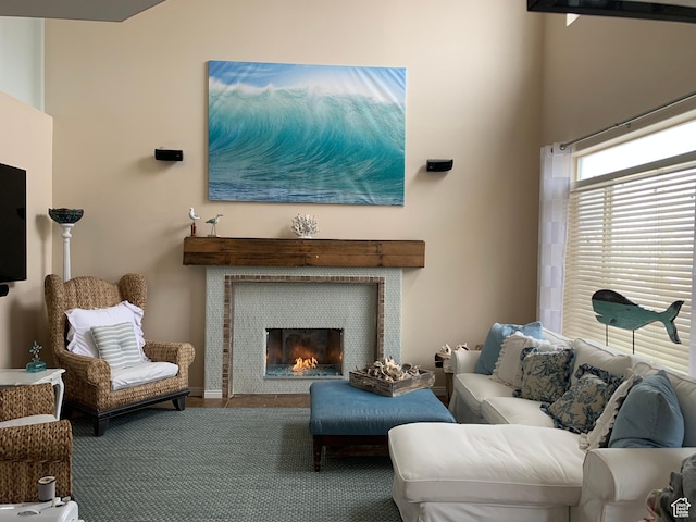 14139 S Radial Ln, Draper, UT 84020 - living room featuring a fireplace and carpet