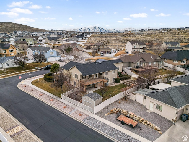 aerial view with a mountain view