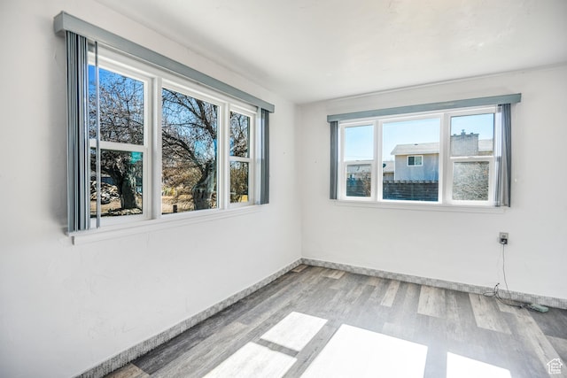 unfurnished room featuring light wood-type flooring