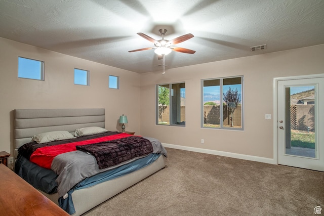 3274 W 2530 S, Hurricane, UT 84737 - bedroom featuring ceiling fan, carpet floors, and a textured ceiling