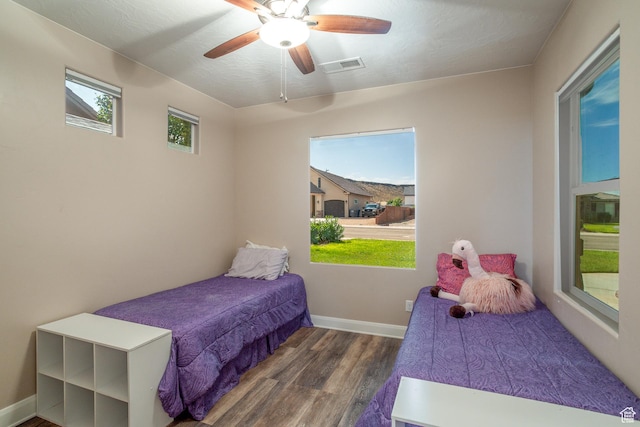 3274 W 2530 S, Hurricane, UT 84737 - bedroom with ceiling fan and dark hardwood / wood-style flooring