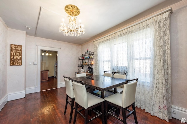 390 E Center St, Spanish Fork, UT 84660 - dining area featuring crown molding, dark hardwood / wood-style floors, and a notable chandelier