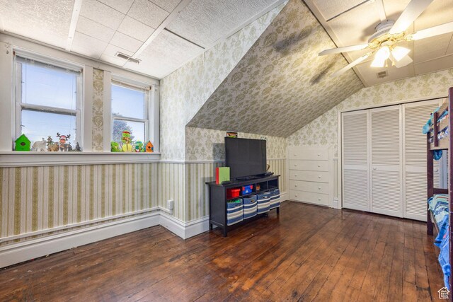 390 E Center St, Spanish Fork, UT 84660 - bonus room with ceiling fan, vaulted ceiling, and dark hardwood / wood-style flooring
