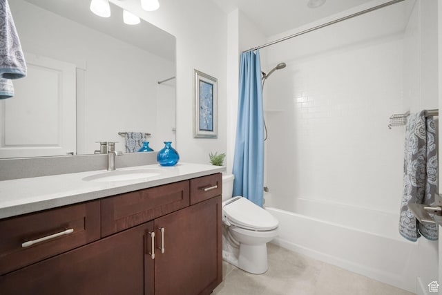 1712 S 1160 E, Heber City, UT 84032 - full bathroom featuring tile patterned flooring, vanity, shower / bath combo, and toilet