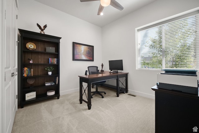1712 S 1160 E, Heber City, UT 84032 - office area with light carpet and ceiling fan