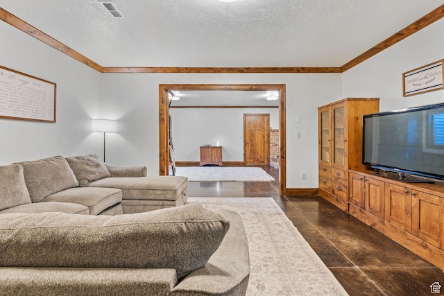 361 N 100 W, Holden, UT 84636 - living room featuring ornamental molding and a textured ceiling