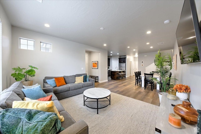 living room featuring wood-type flooring