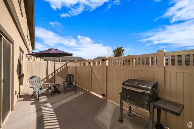 view of patio / terrace with a grill
