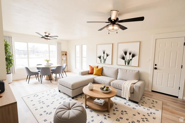 1898 N Rocky Ford Dr, Sigurd, UT 84657 - living area with ceiling fan and light wood-type flooring