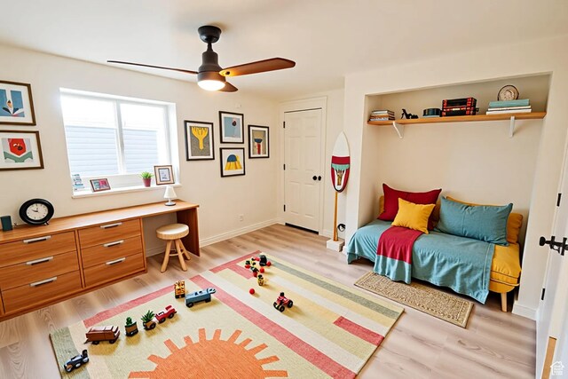 1898 N Rocky Ford Dr, Sigurd, UT 84657 - bedroom featuring light wood-type flooring, baseboards, and ceiling fan