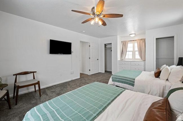 575 N 300 E, Tremonton, UT 84337 - carpeted bedroom with two closets, ceiling fan, and baseboards