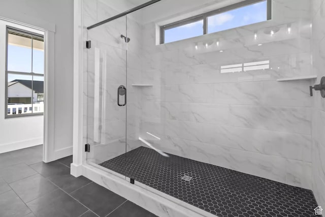 5291 W 3775 S Unit 22, Hooper, UT 84315 - bathroom with tile patterned flooring and a shower with shower door