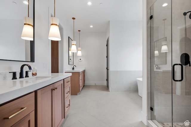 310 S Autumn Blaze Cir, Woodland Hills, UT 84653 - bathroom featuring vanity and independent shower and bath