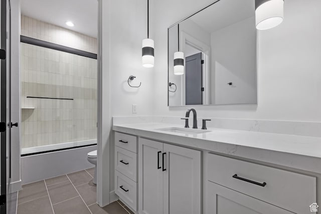 310 S Autumn Blaze Cir, Woodland Hills, UT 84653 - full bathroom with toilet, tile patterned floors, vanity, and shower / bath combination with glass door
