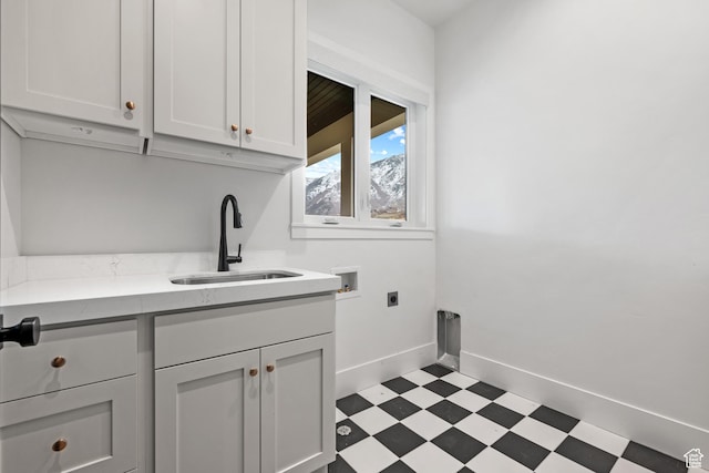 310 S Autumn Blaze Cir, Woodland Hills, UT 84653 - washroom with cabinets, washer hookup, sink, and electric dryer hookup
