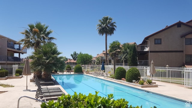 view of pool featuring a patio area